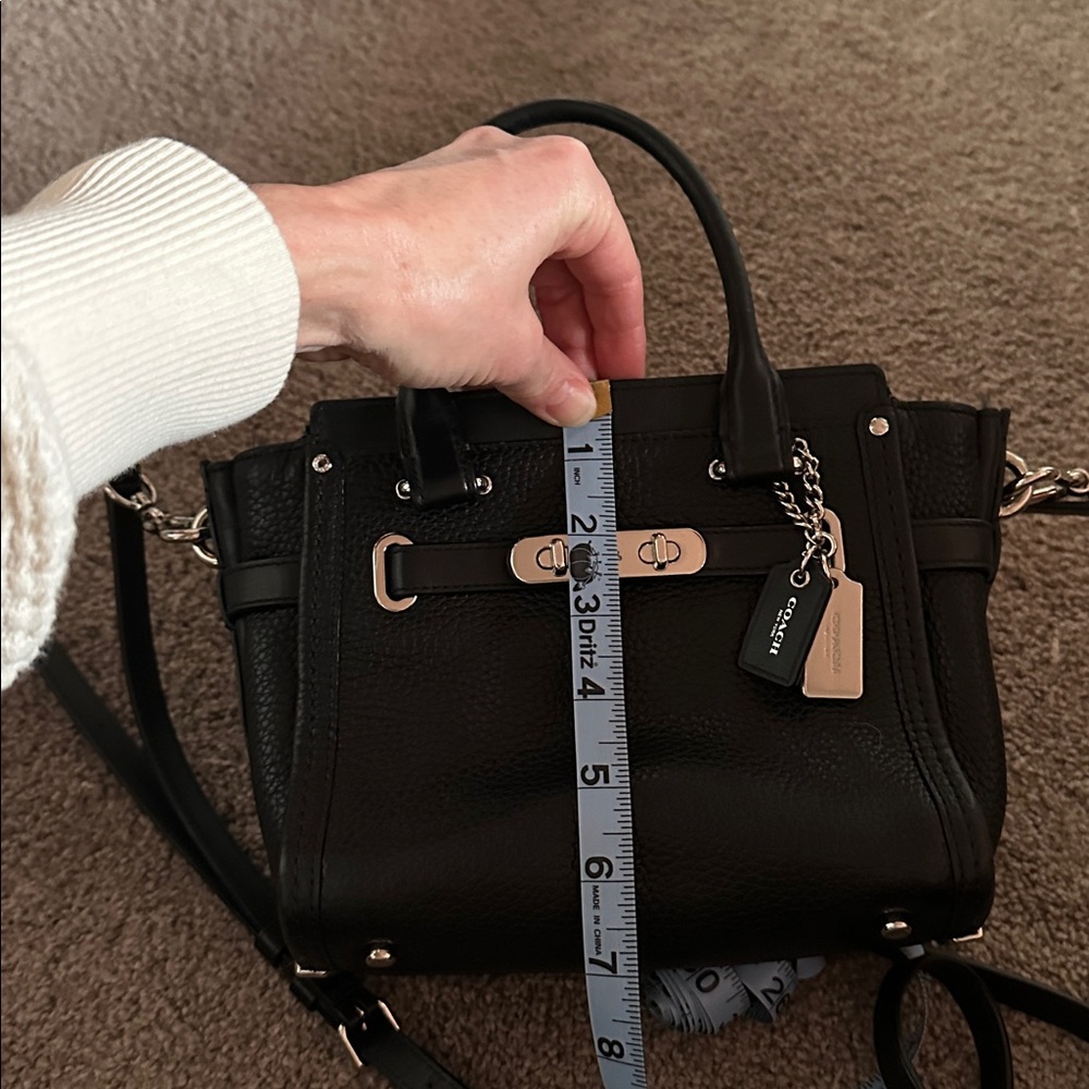 Coach Black Pebbled Leather Mini Satchel with Silver Hardware - Picture 6 of 7